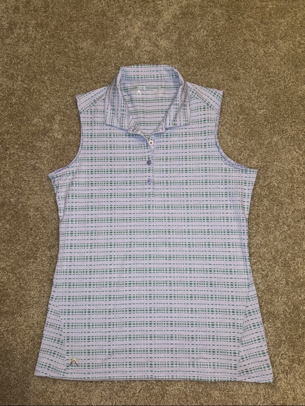 Antigua Golf Sleeveless Lavender Striped Polo Top
